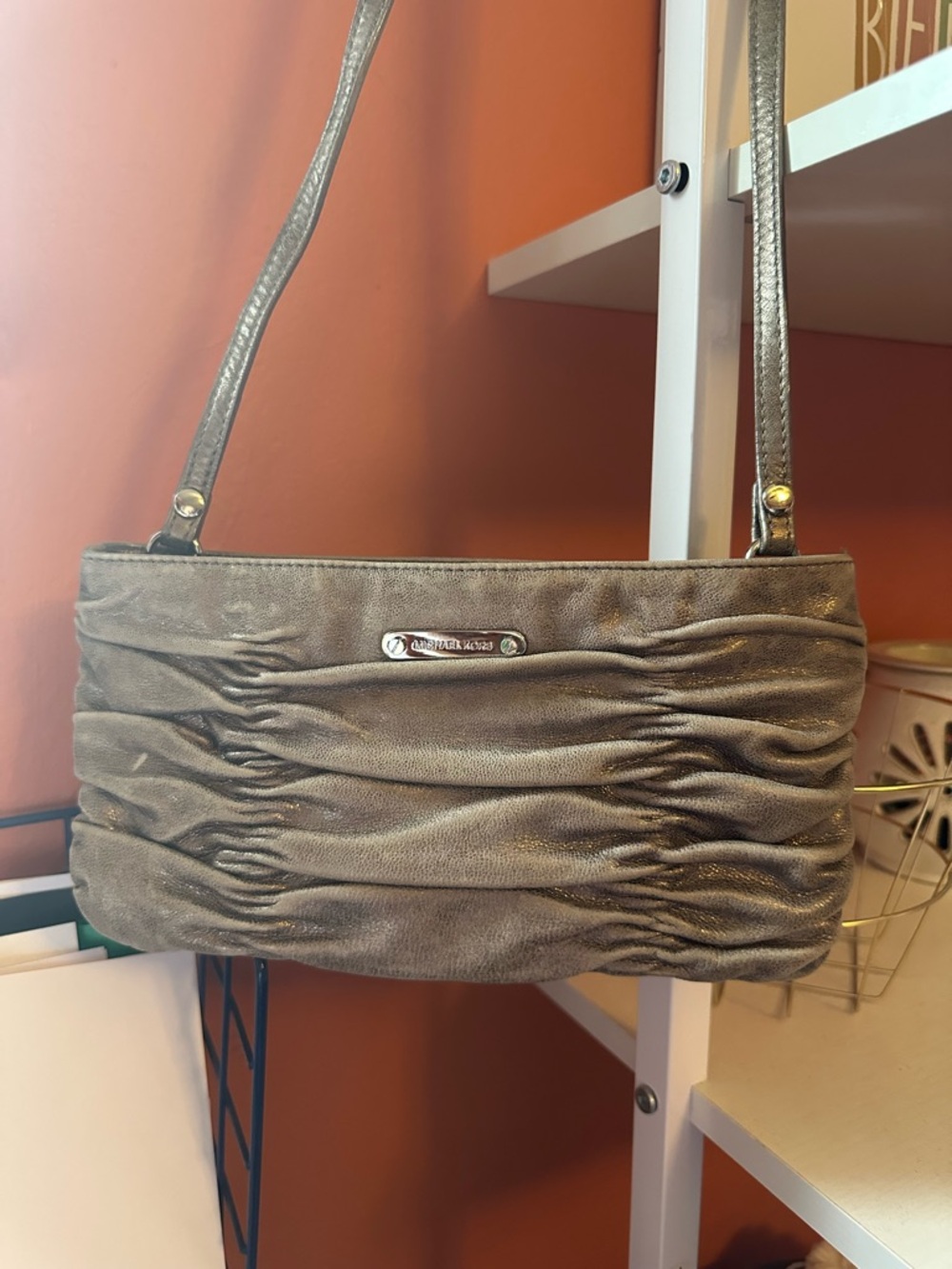 MICHAEL KORS Webster Convertible Metallic Taupe Convertible Clutch(EUC)